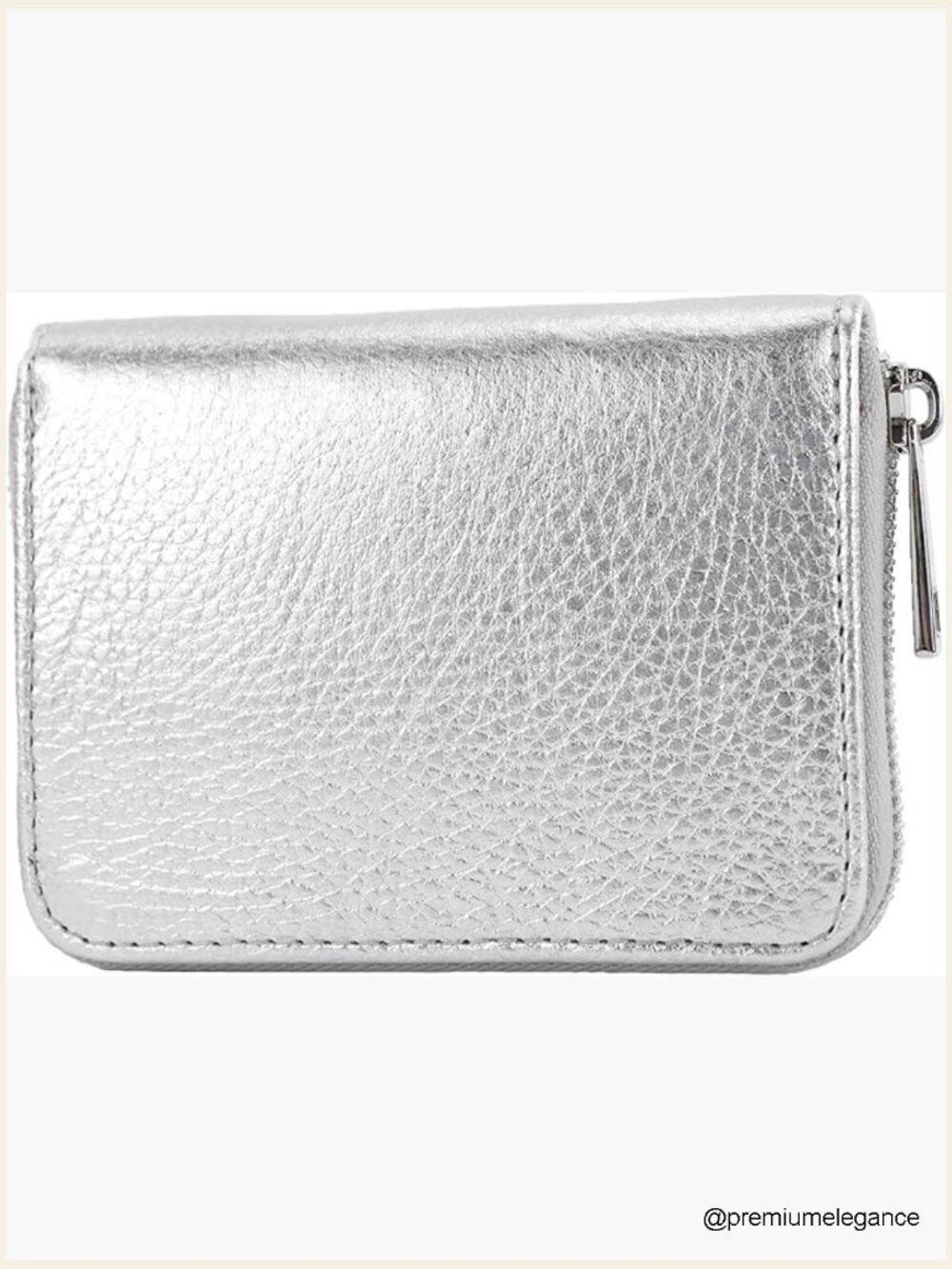 Italian Leather Short Wallet with 6 Card Slots & Zipper Closure